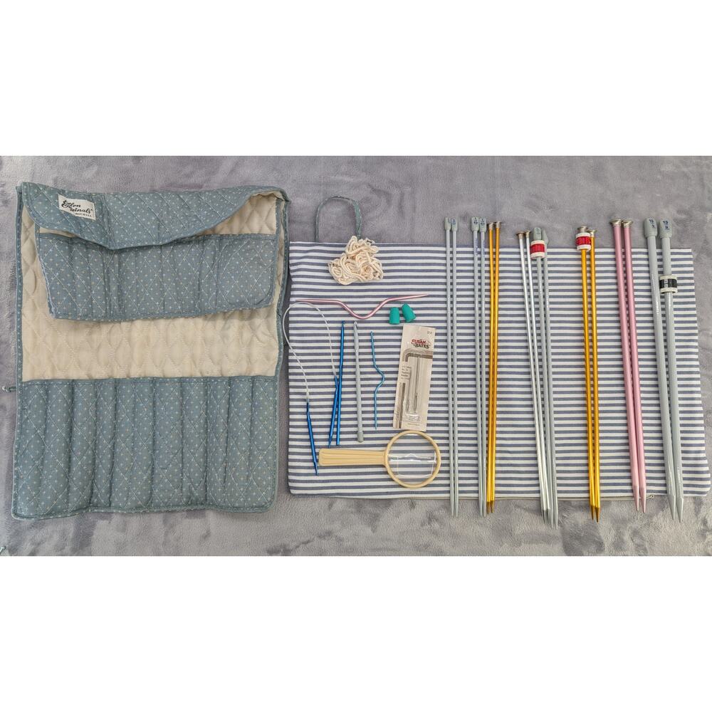 Susan Bates needles, tools & accessories vintage roll up knitting bag/case